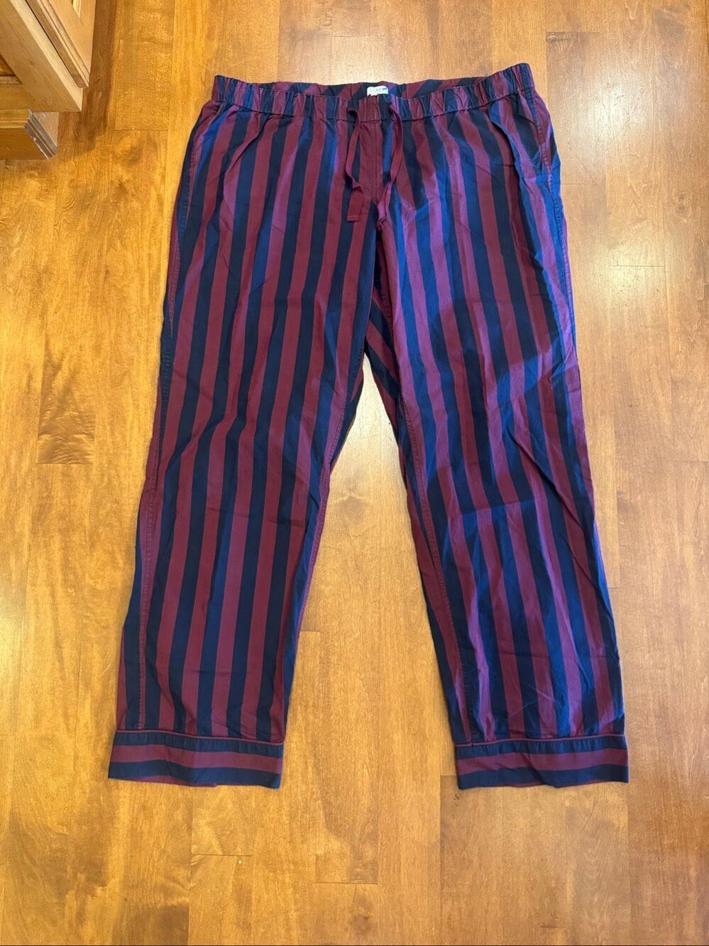 J.Crew mens XL Burgundy Navy Striped Pajama Pants Lounge Drawstring